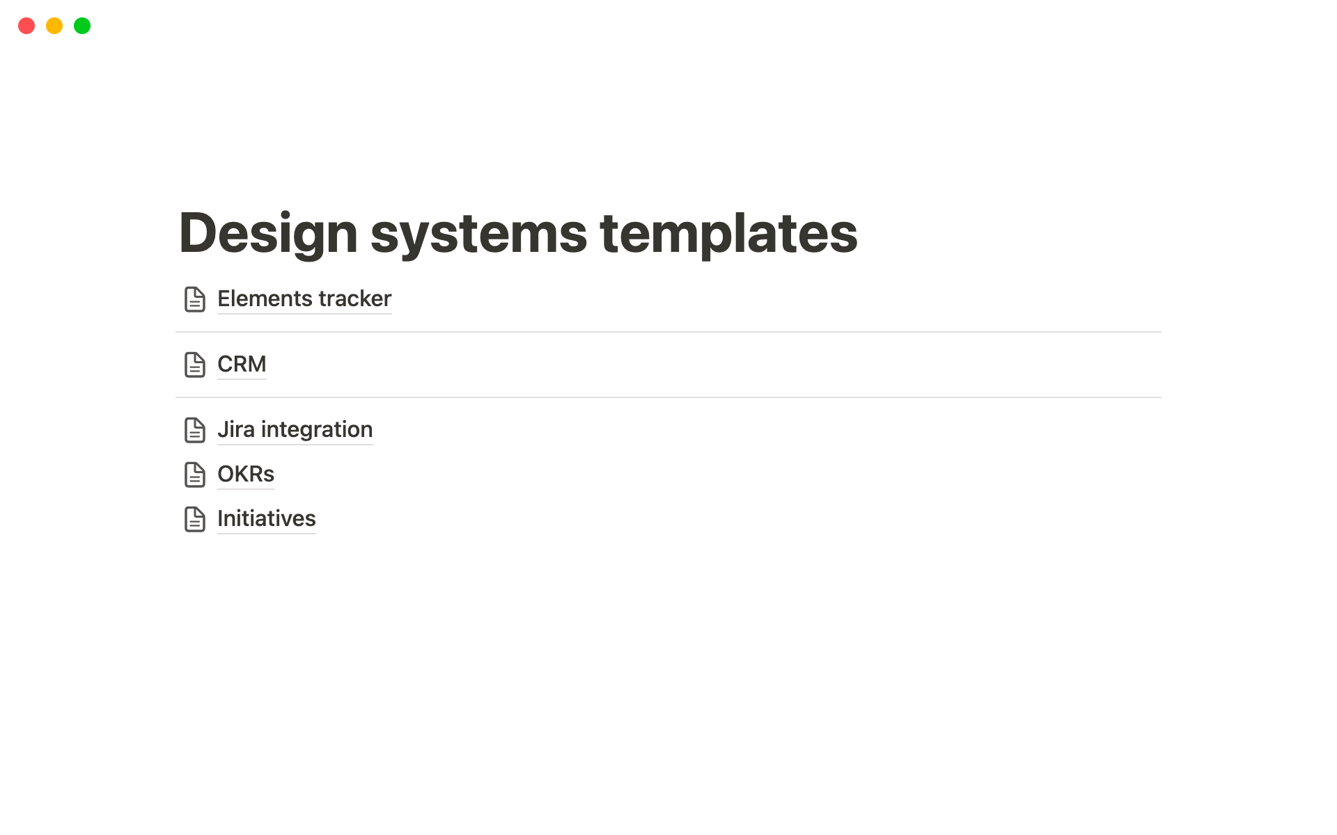It tracks elements of a Design system (components, foundations, etc.)